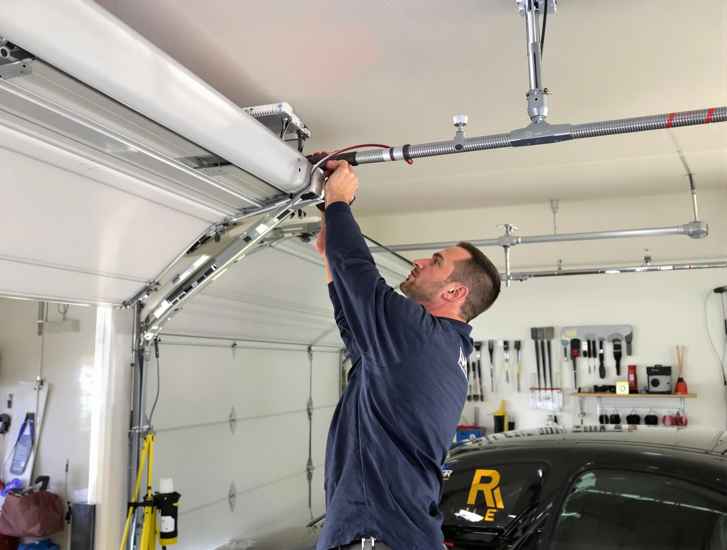 Edmond Garage Door Repair technician performing garage door cable repair in Edmond