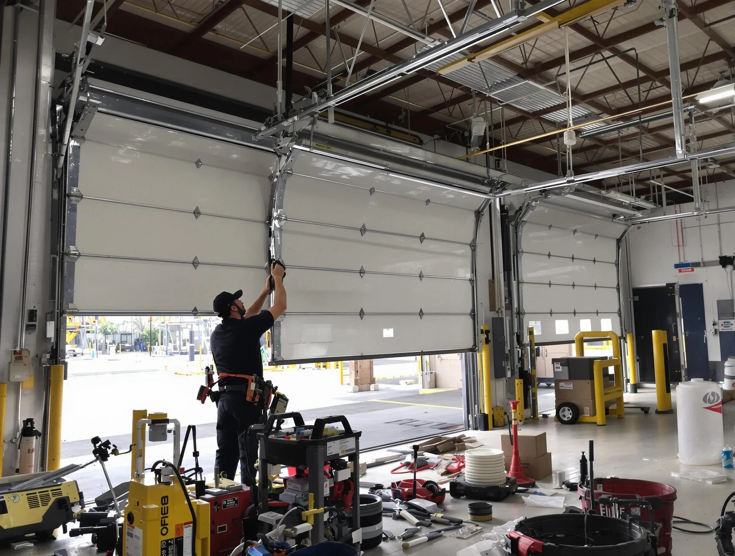 Edmond Garage Door Repair technician performing commercial garage door repair in Edmond