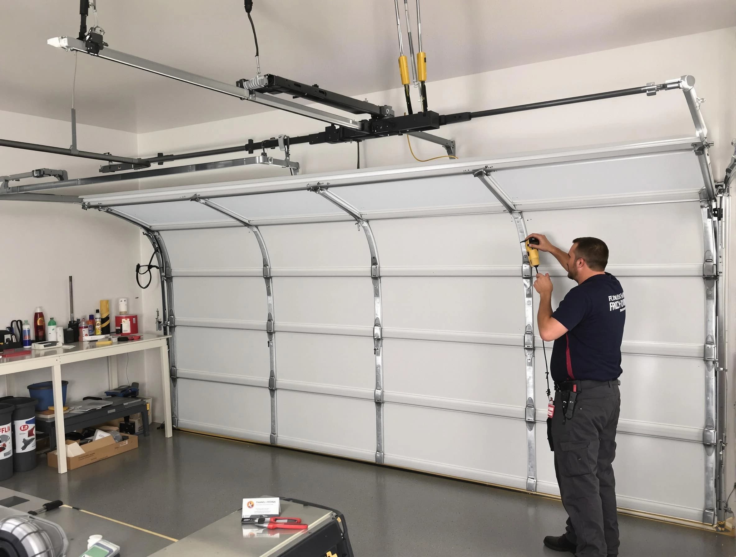 Edmond Garage Door Repair certified technician performing overhead door system repair in Edmond