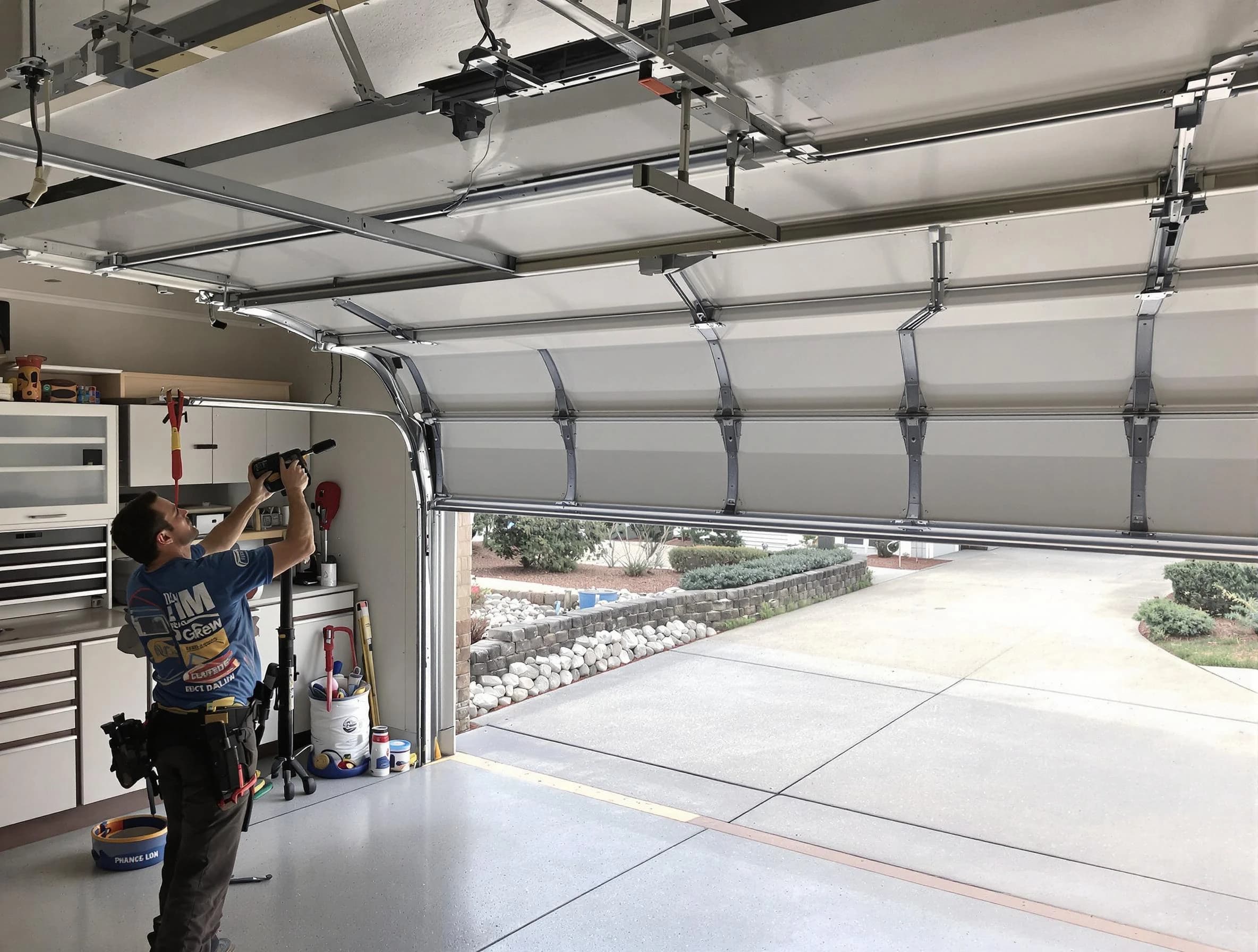 Garage door track repair service by Edmond Garage Door Repair in Edmond