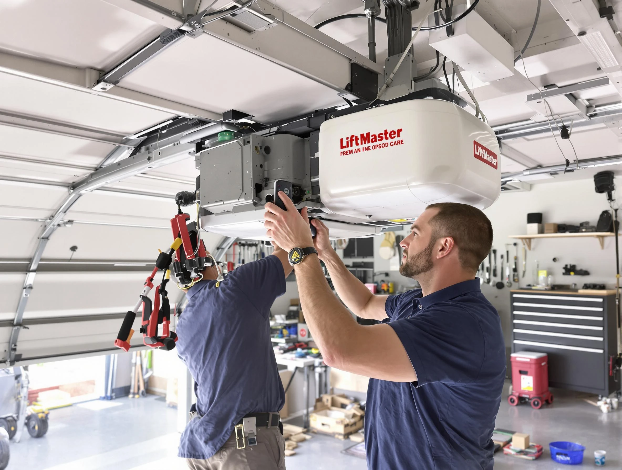 Edmond Garage Door Repair technician performing advanced diagnostics on garage opener in Edmond