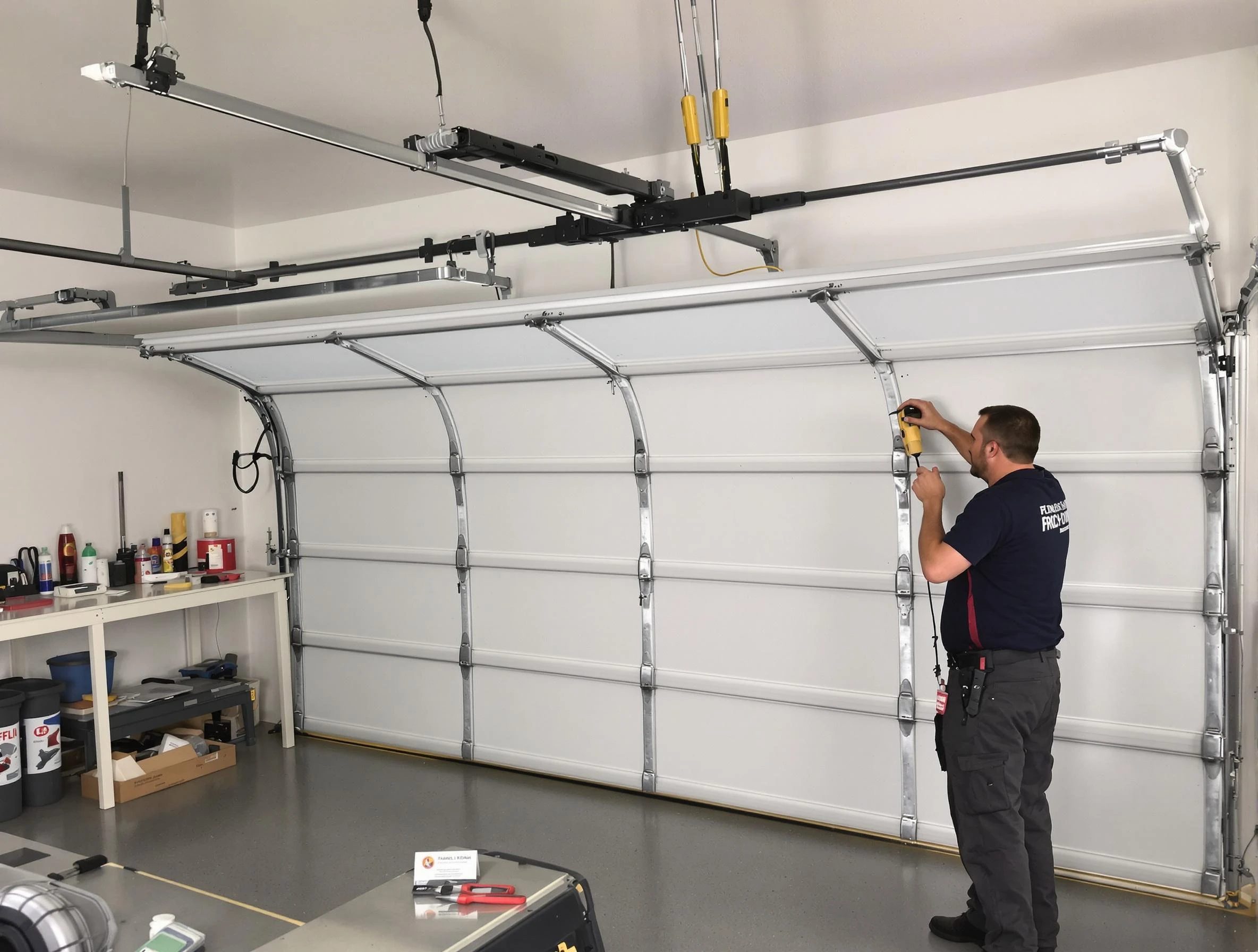 Edmond Garage Door Repair certified technician performing overhead door system repair in Edmond