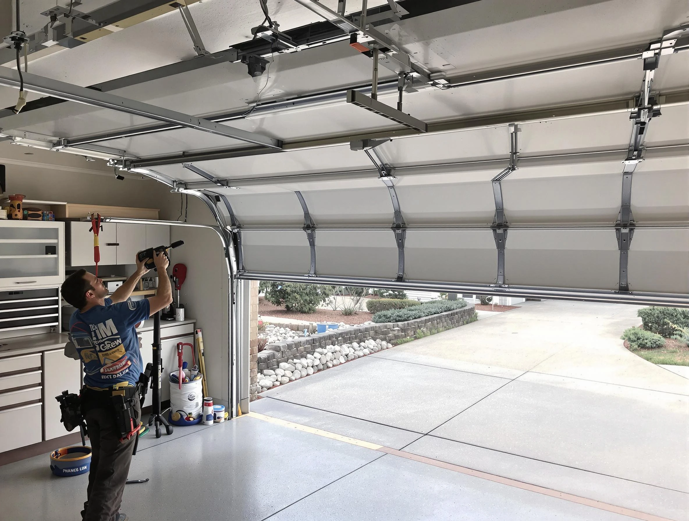 Garage door track repair service by Edmond Garage Door Repair in Edmond